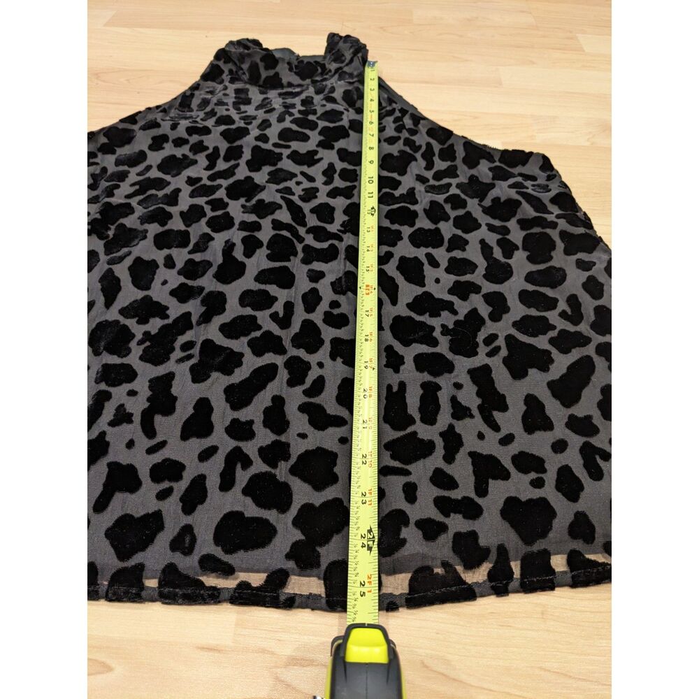 Black Velvet Burnout Sleeveless Top Animal Print Whimsigoth Witchy Festival - Picture 4 of 6